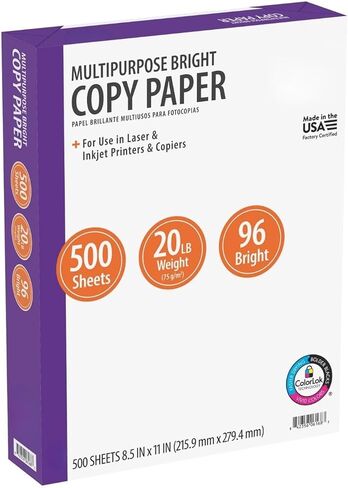 Multipurpose Bright Paper, 8.5" x 11", 96 Bright, White, 20 lb., 1 Ream (500 Sheets) in Saudi Arabia