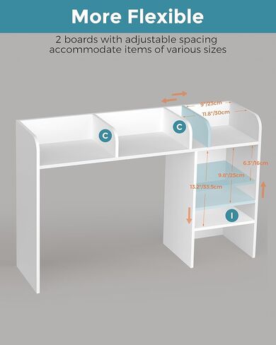 LAND·VOI Desktop Bookshelf, Countertop Storage Hutch with 5 Shelves for Computer Desk, Desk Organizer for Home Office Dorm, Dressing Tabletop, Bar Countertop, White EDS01W in Kuwait