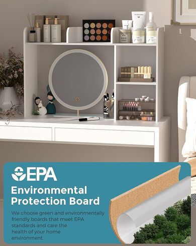 LAND·VOI Desktop Bookshelf, Countertop Storage Hutch with 5 Shelves for Computer Desk, Desk Organizer for Home Office Dorm, Dressing Tabletop, Bar Countertop, White EDS01W in Kuwait