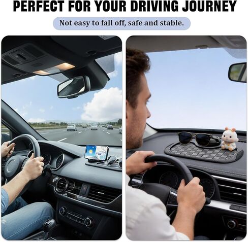 2 PCS Multifunctional Car Anti-Slip Mat, Anti Slip Mat for Car Dashboard with Temporary Parking Number & 360° Rotatable Phone Holder, Organizer Pad for Phones, Keys, Sunglasses(Black, Grey) in Saudi Arabia