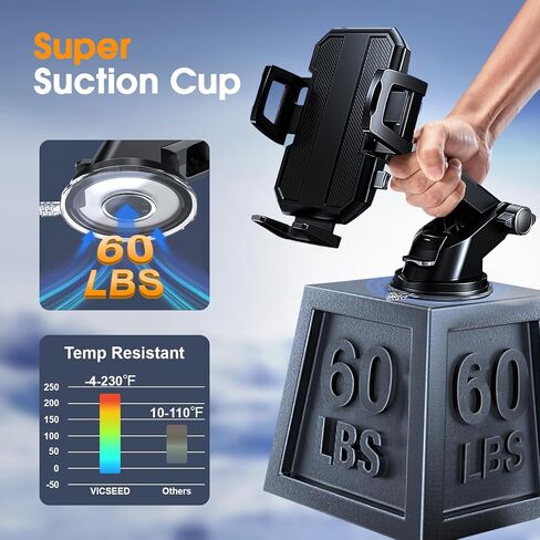 360° Adjustable Car Phone Holder Mount – 3-in-1 Secure Dashboard, Windshield & Air Vent Phone Mount for Car, Universal Cell Phone Cradle Compatible with iPhone, Samsung & All 4.0"-7.0" Smartphones in Saudi Arabia
