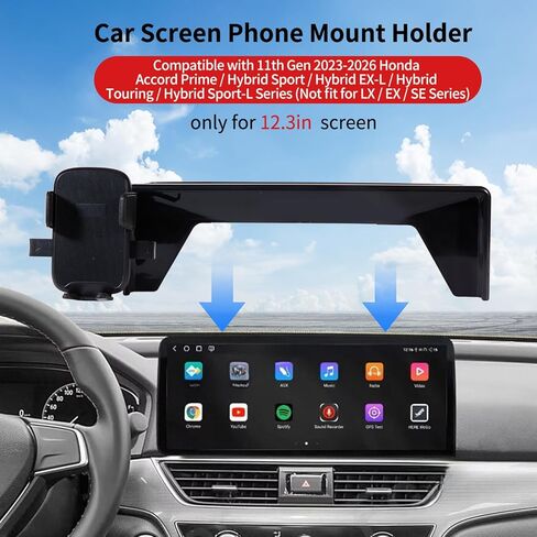 Phone Mount Holder for Honda Accord 2026 2025 2024 2023 Accessories Accessory 11th Gen Prime Hybrid Sport EX-L Touring Sport-L 12.3" Screen, Sunglasses Storage Box Plastic Black in Saudi Arabia