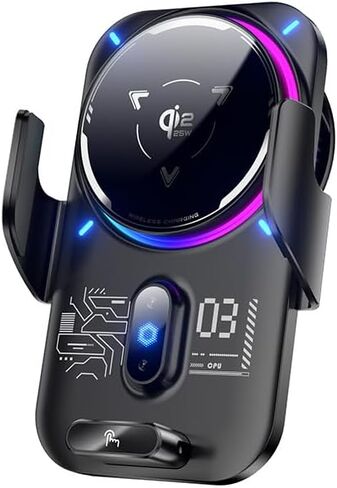 25W/15W Multi-Power Wireless Car Charger with Semiconductor Cooling, Qi2.2 Fast Charging Car Navigation Phone Holder Mount, Infrared Auto-Clamping, Strong Magnetic, for iPhone 17 16 15 Samsung in Kuwait