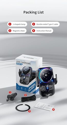 25W/15W Multi-Power Wireless Car Charger with Semiconductor Cooling, Qi2.2 Fast Charging Car Navigation Phone Holder Mount, Infrared Auto-Clamping, Strong Magnetic, for iPhone 17 16 15 Samsung in Kuwait
