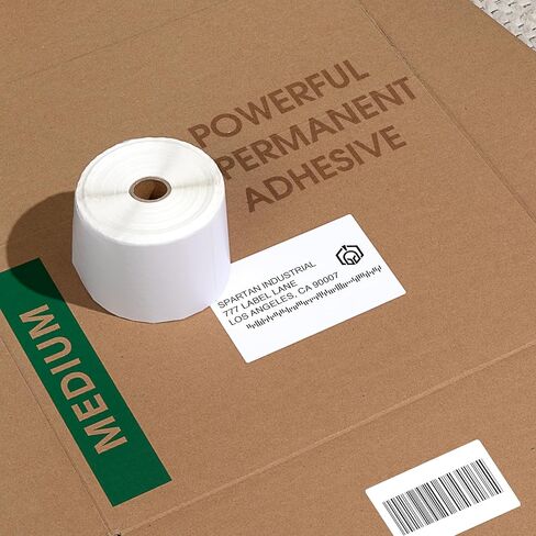 Spartan Industrial - 4" X 1" Direct Thermal Labels (13000 Count, 10 Rolls) - Barcode Labels, Wide Thermal Sticker Roll for Carton and Product Identification - Compatible with Zebra and Rollo Printers in Kuwait