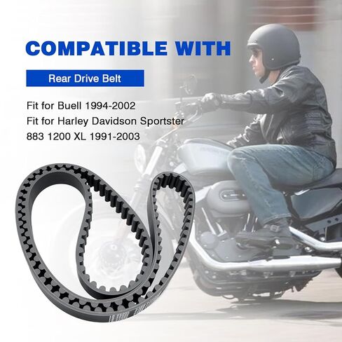 حزام محرك خلفي 128T 1-1/8 بوصة متوافق مع Harley Davidson Sportster 883 1200 XL 1991-2003، Buell 1994-2002 استبدال 40022-91 58-420 1204-0042 in Kuwait
