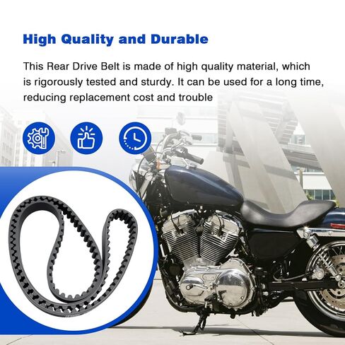 حزام محرك خلفي 128T 1-1/8 بوصة متوافق مع Harley Davidson Sportster 883 1200 XL 1991-2003، Buell 1994-2002 استبدال 40022-91 58-420 1204-0042 in Kuwait