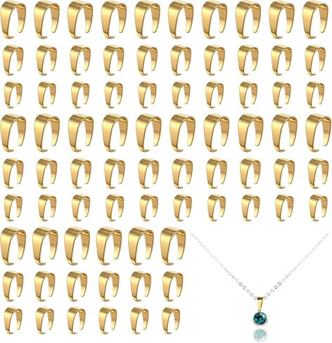 150 Pcs Pinch Bails for Jewelry Making Necklace Clasp Mixed Stainless Steel Pinch Clip Clasp 3 Sizes Stainless Steel Snap On Bails Hook Pendant Clasps Bail Finish for Neckalce Jewelry DIY Craft Making in Kuwait