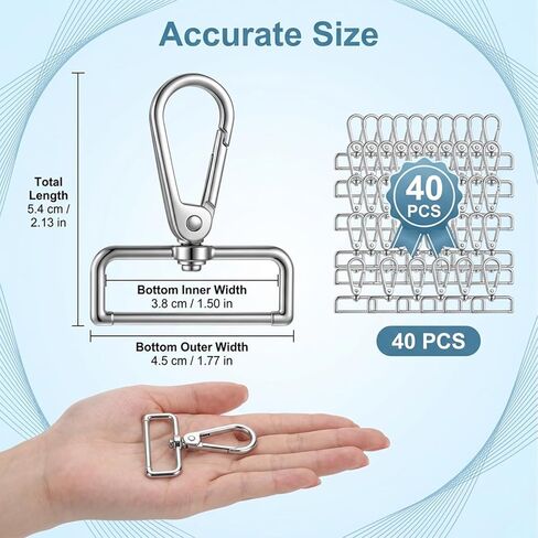 40 Pcs 1-1/2 Inch Lobster Claw Swivel Clasps, D Ring Swivel Lobster Claw Clasps, Metal Lobsters Lanyard Clasp, Push Gate Snap Hooks for DIY Crafts Keychain Purse Bag Making in Kuwait