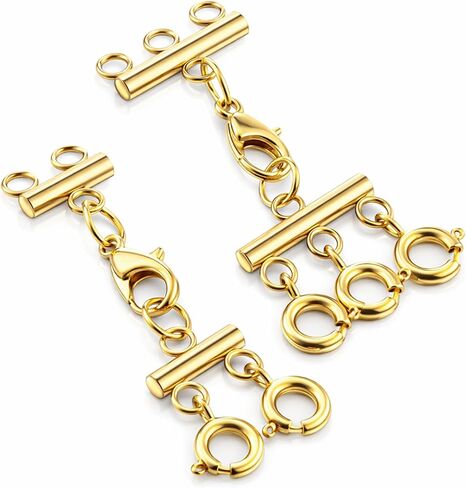 2-Pack Necklace Layering Clasps, Gold Necklace Separator for Layering, Double & Triple Chain Connector, Multi Necklaces Clasps for Women Layered Look in Kuwait