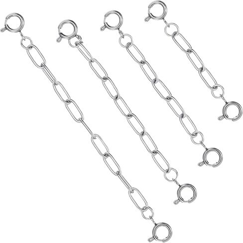4 PCS Silver Chain Extenders for Necklaces Bracelet Extender Silver Necklace Extenders for Women Bracelet Extension Link for Delicate Jewelry in Kuwait