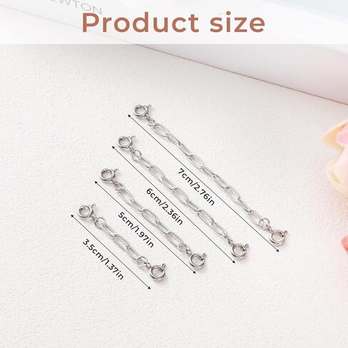 4 PCS Silver Chain Extenders for Necklaces Bracelet Extender Silver Necklace Extenders for Women Bracelet Extension Link for Delicate Jewelry in Kuwait