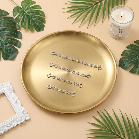 4 PCS Silver Chain Extenders for Necklaces Bracelet Extender Silver Necklace Extenders for Women Bracelet Extension Link for Delicate Jewelry in Kuwait