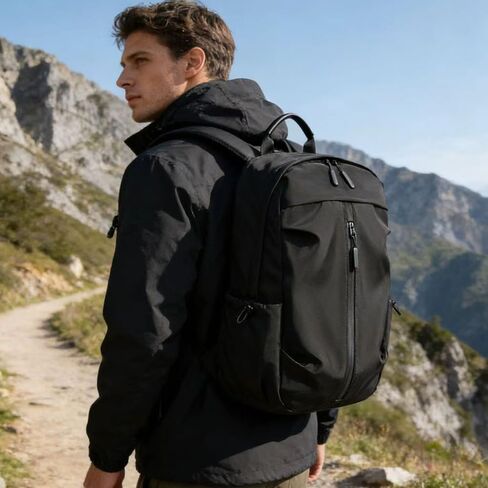 Laptop Backpack for Women and Men, Waterproof Lightweight Travel Daily Rucksack, Nylon Waterproof Material, for 15 inches Computer Bags (Black) in Kuwait