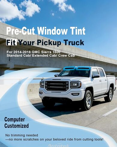 AUTOTEK Windshield Sun Strip for 2014-2018 GMC Sierra 1500 (Standard/Regular/Crew Cab), Anti-Glare and UV Protection Sun Visor Tint Strip, Custom Fit and Easy Installation Precut Window Tint Film in Kuwait