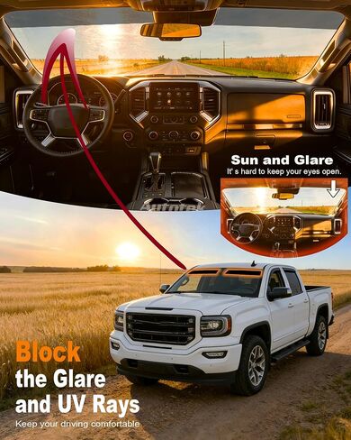 AUTOTEK Windshield Sun Strip for 2014-2018 GMC Sierra 1500 (Standard/Regular/Crew Cab), Anti-Glare and UV Protection Sun Visor Tint Strip, Custom Fit and Easy Installation Precut Window Tint Film in Kuwait