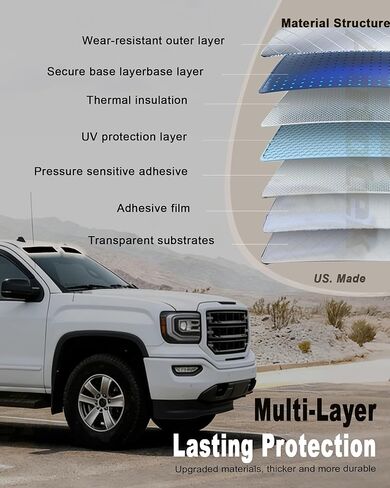 AUTOTEK Windshield Sun Strip for 2014-2018 GMC Sierra 1500 (Standard/Regular/Crew Cab), Anti-Glare and UV Protection Sun Visor Tint Strip, Custom Fit and Easy Installation Precut Window Tint Film in Kuwait
