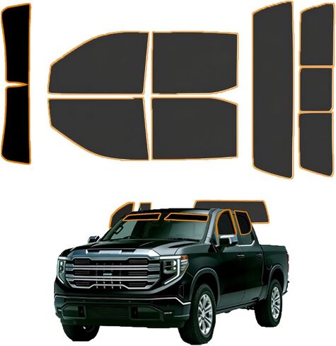 غشاء وشريط تظليل النافذة مسبق القطع من AUTOTEK لسيارة GMC Sierra 1500 All Cabs 2019-2025، واقي للخصوصية مضاد للوهج للأشعة فوق البنفسجية من أجل قيادة مريحة، سهل التركيب والديكور in Kuwait