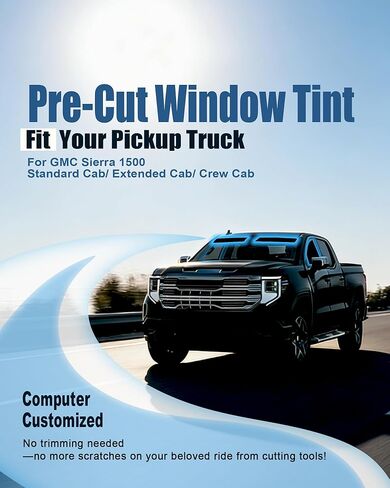غشاء وشريط تظليل النافذة مسبق القطع من AUTOTEK لسيارة GMC Sierra 1500 All Cabs 2019-2025، واقي للخصوصية مضاد للوهج للأشعة فوق البنفسجية من أجل قيادة مريحة، سهل التركيب والديكور in Kuwait