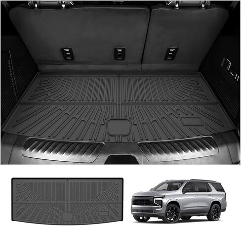 Cartist Cargo Liner for Chevy Tahoe/GMC Yukon 2021-2025 2026 (Not for Yukon XL), All Weather Cargo Mats for Tahoe Accessories, Heavy Duty TPE Behind The 3rd Row Trunk Mat, Car Accessories in Kuwait