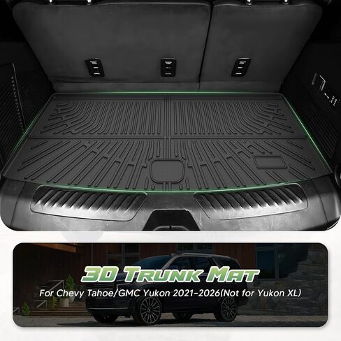 Cartist Cargo Liner for Chevy Tahoe/GMC Yukon 2021-2025 2026 (Not for Yukon XL), All Weather Cargo Mats for Tahoe Accessories, Heavy Duty TPE Behind The 3rd Row Trunk Mat, Car Accessories in Kuwait