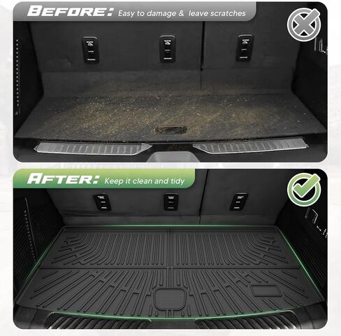 Cartist Cargo Liner for Chevy Tahoe/GMC Yukon 2021-2025 2026 (Not for Yukon XL), All Weather Cargo Mats for Tahoe Accessories, Heavy Duty TPE Behind The 3rd Row Trunk Mat, Car Accessories in Kuwait