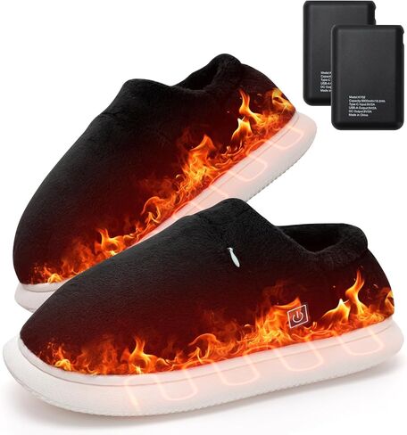Biupky Heated Slippers Foot Warmer for Men Women, Electric Foot Warmer with 2pcs 5000mah Battery, Foot Heater House Slippers for Women Men Indoor and Outdoor，Smart Heated Shoes for Winter Warm in Saudi Arabia