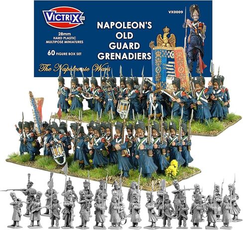 Wargames Delivered - Victrix Napoleon's French Old Guard Grenadiers Set with Bonus Miniature STL Download - 60 Highly Detailed 28mm Multipose Miniatures for Napoleonic Wargaming Dioramas in Kuwait
