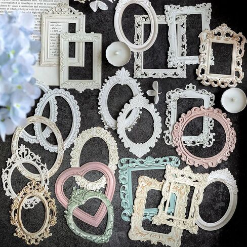40Pcs Embossed Vintage Frames Scrapbook Decorative Paper, 4 Packs Small Photo Frame Card Cutouts for Card Making Junk Journaling Scrapbooking Supplies Notebook Photo Album Decor Non-Sticky in Saudi Arabia