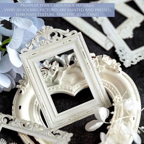 40Pcs Embossed Vintage Frames Scrapbook Decorative Paper, 4 Packs Small Photo Frame Card Cutouts for Card Making Junk Journaling Scrapbooking Supplies Notebook Photo Album Decor Non-Sticky in Saudi Arabia