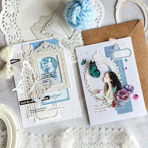 40Pcs Embossed Vintage Frames Scrapbook Decorative Paper, 4 Packs Small Photo Frame Card Cutouts for Card Making Junk Journaling Scrapbooking Supplies Notebook Photo Album Decor Non-Sticky in Saudi Arabia