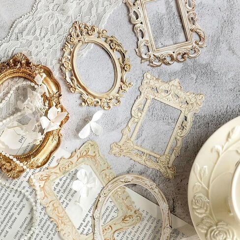 40Pcs Embossed Vintage Frames Scrapbook Decorative Paper, 4 Packs Small Photo Frame Card Cutouts for Card Making Junk Journaling Scrapbooking Supplies Notebook Photo Album Decor Non-Sticky in Saudi Arabia