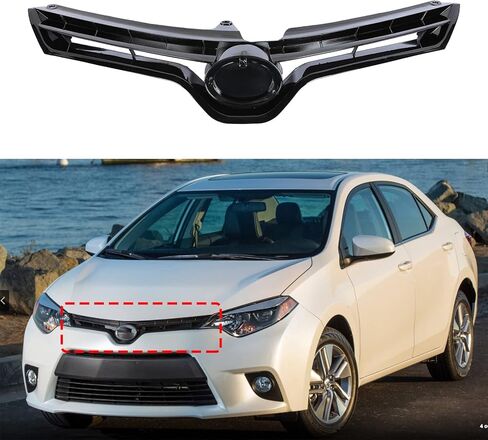 PENSUN Front Bumper Upper Grill Fit for 2014 2015 2016 Toyota Corolla LE CE, Front Grille Replacement for TO1200366 5310002560, Gloss Black in Kuwait