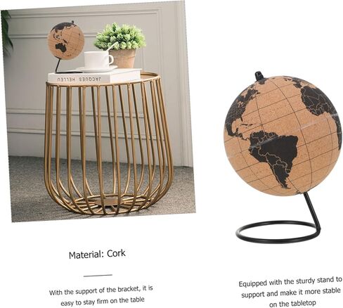 HANABASS Cork Globe عالم صغير مع حامل 6.3 بوصة ديكور سطح المكتب لمكتب المكتب والعرض التعليمي المنزلي in Kuwait
