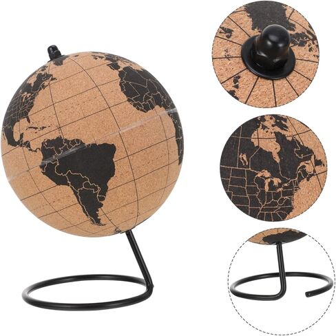 HANABASS Cork Globe عالم صغير مع حامل 6.3 بوصة ديكور سطح المكتب لمكتب المكتب والعرض التعليمي المنزلي in Kuwait