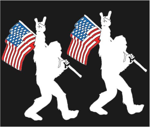 قطعتان من ملصقات الملصقات المغناطيسية Bigfoot Rock On American Flag Magnets، علامة ملصقات مغناطيسية Bigfoot لشاحنة السيارة SUV سطح مغناطيسي، عاكس ومقاوم للماء in Kuwait