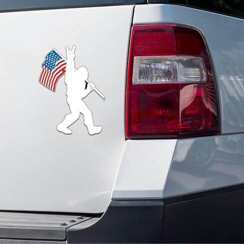 قطعتان من ملصقات الملصقات المغناطيسية Bigfoot Rock On American Flag Magnets، علامة ملصقات مغناطيسية Bigfoot لشاحنة السيارة SUV سطح مغناطيسي، عاكس ومقاوم للماء in Kuwait