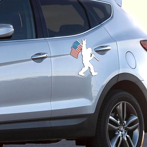 قطعتان من ملصقات الملصقات المغناطيسية Bigfoot Rock On American Flag Magnets، علامة ملصقات مغناطيسية Bigfoot لشاحنة السيارة SUV سطح مغناطيسي، عاكس ومقاوم للماء in Kuwait