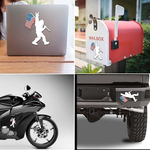 قطعتان من ملصقات الملصقات المغناطيسية Bigfoot Rock On American Flag Magnets، علامة ملصقات مغناطيسية Bigfoot لشاحنة السيارة SUV سطح مغناطيسي، عاكس ومقاوم للماء in Kuwait