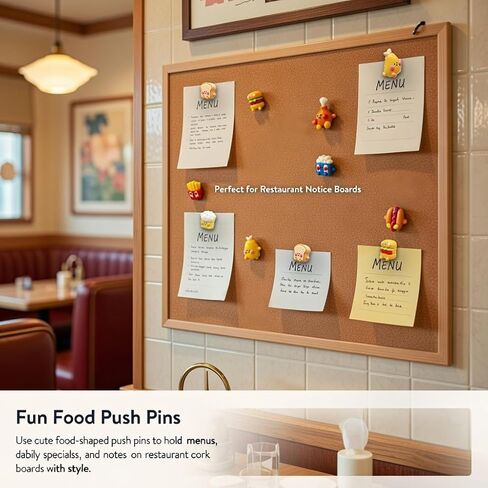 24 Pack Cute Food Push Pins for Cork Board, Decorative Resin Thumb Tacks Featuring Hamburger, Fries, Drinks & Snacks, Funny Decorative Wall Pins for Office, Home, Classroom & Restaurant Decor in Saudi Arabia