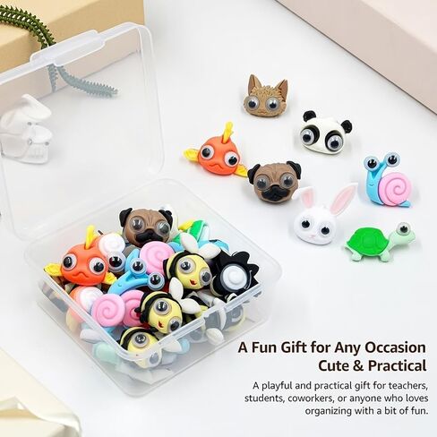 32 Pcs Cute Animal Decorative Fun Push Pins for Cork Board, Creative 3D Resin Animal Thumbtacks with Box, Office Supplies, Classroom, Photo Wall & DIY Home Decor (Panda, Bee, Turtle, Snail) in Saudi Arabia