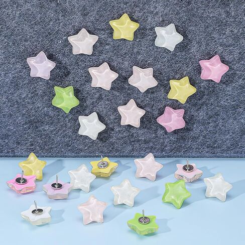 30 PCS Star Thumbtacks, Star Push Pins Decorative Push Pins and Tacks Water Ripple Stars Pushpins Multicolor Stars Tacks with Box for Bulletin Board for Cork Board Office Home and School Wall Decor in Kuwait