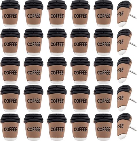 30 Pack Coffee Cup Decorative Push Pins Cute Thumbtacks for Cork Bulletin Board Map Office in Saudi Arabia