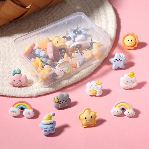 Cute Push Pins for Cork Board - 30 Pcs Decorative Push Pins for Bulletin Board, Animal Weather Thumb Tacks with Box for Home Office School Hanging Posters Maps Photo Feature Wall in Kuwait