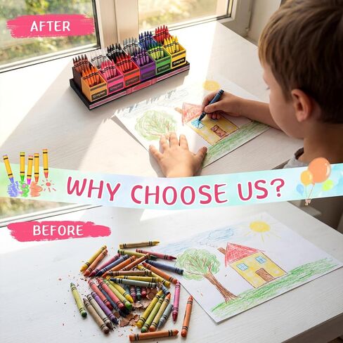Maitys 13 Pcs Crayon Holder Organizer Set 12 Cups on 1 Stand Wooden Colored Pen Holder Crayon Dispenser Classroom Storage Organizer Back to School Storage Caddy Case Art Craft for Classroom in Kuwait