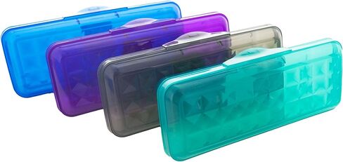 BAZIC Products Plastic Pencil Case 8" Storage Box, Assorted Color, Translucent Hard Pencil Case, 1-UNIT COLOR SENT RANDOM in Kuwait