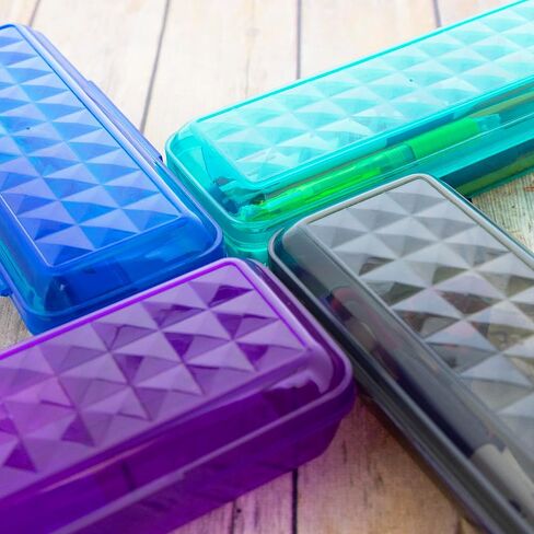 BAZIC Products Plastic Pencil Case 8" Storage Box, Assorted Color, Translucent Hard Pencil Case, 1-UNIT COLOR SENT RANDOM in Kuwait