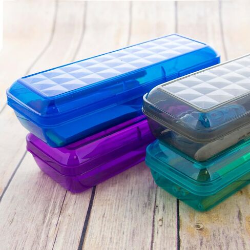 BAZIC Products Plastic Pencil Case 8" Storage Box, Assorted Color, Translucent Hard Pencil Case, 1-UNIT COLOR SENT RANDOM in Kuwait
