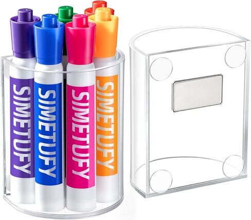 Simetufy Magnetic Pen Holder 2 Pack– Curved Arc-Design Magnetic Dry Erase Marker Holder with Strong Magnet for Whiteboard, Fridgerator, Acrylic Locker Organizer for Work, Locker Accessories in Saudi Arabia