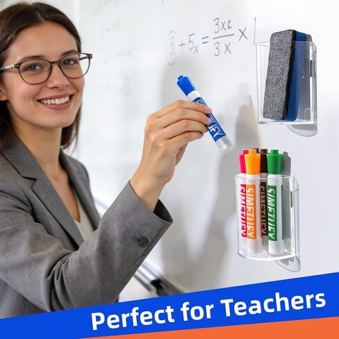 Simetufy Magnetic Pen Holder 2 Pack– Curved Arc-Design Magnetic Dry Erase Marker Holder with Strong Magnet for Whiteboard, Fridgerator, Acrylic Locker Organizer for Work, Locker Accessories in Saudi Arabia